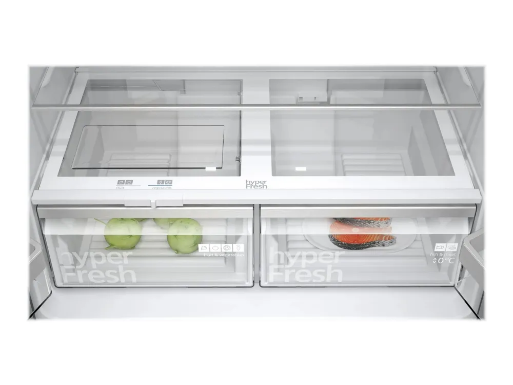 Siemens KF96NAXEA - Køleskab/fryser - bund-fryser - bredde: 91 cm - dybde: 73.1 cm - højde: 183 cm - 605 liter - Klasse E - BlackSteel