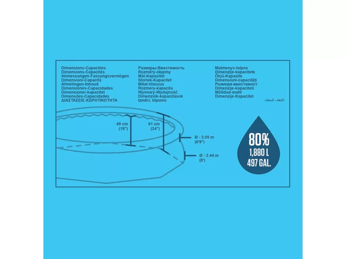 Piscine Gonflable pour Enfants Bestway Fast Set Ø244x61 cm Épurateur à Cartouche 1.249 l/h Bleu