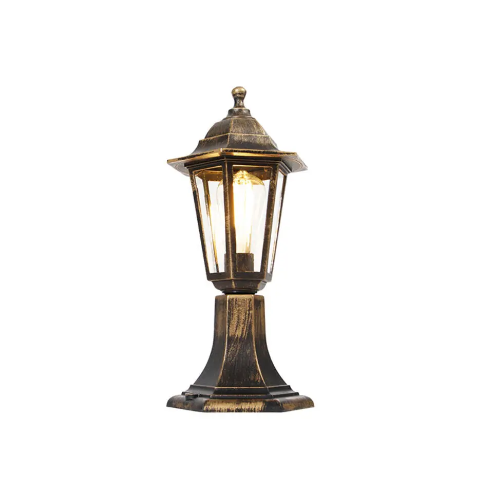 Qazqa staande buitenlampen new haven goudkleurig e27