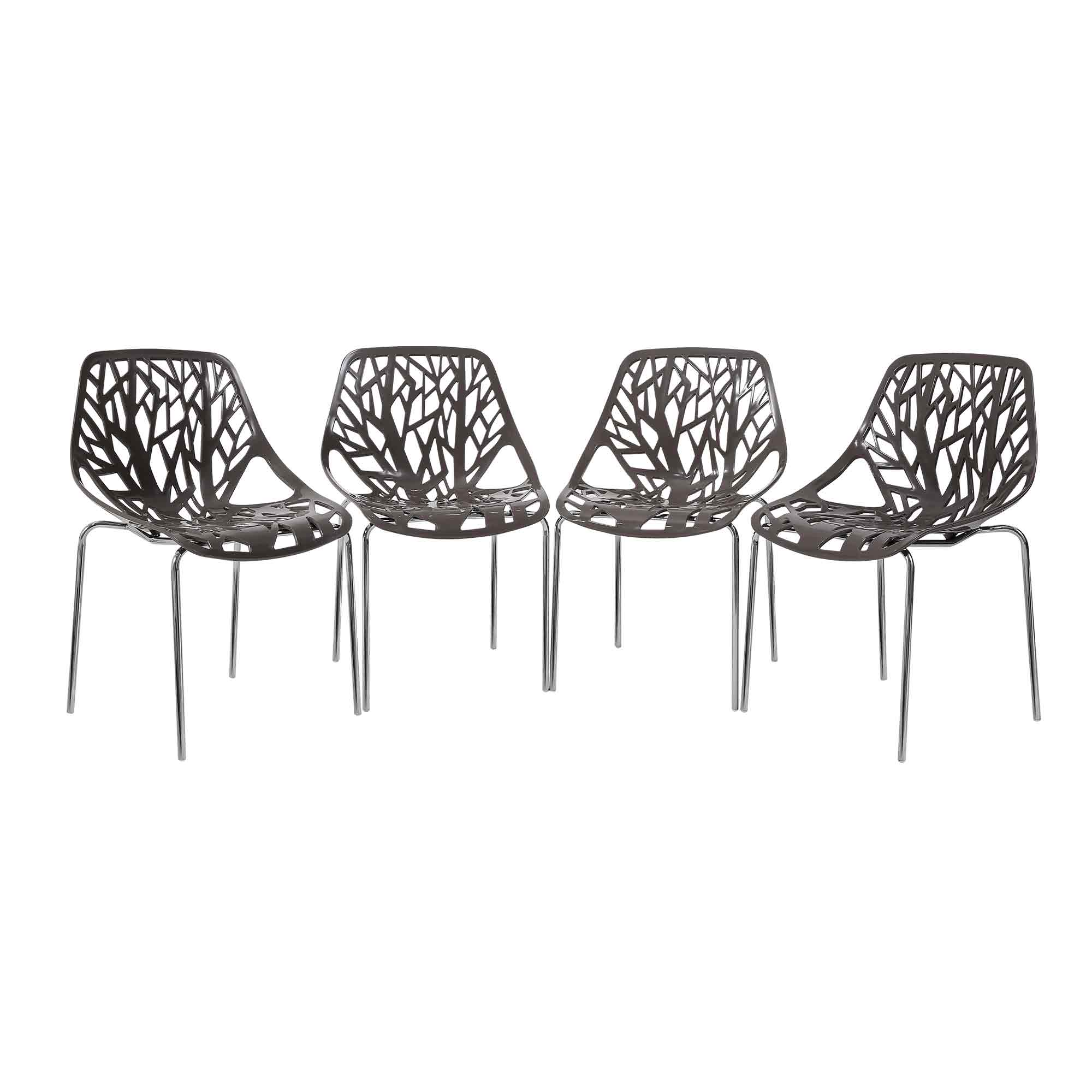 Makika Retro Stuhl Design-Stuhl - CALUNA 4er Set in Grau