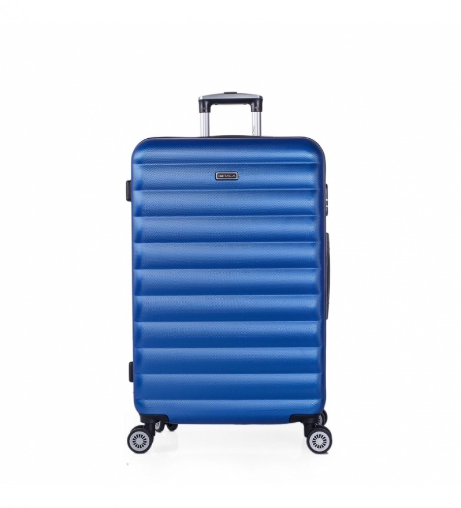 Mala de viagem grande com 4 rodas ITACA 71270 Azul - 68x47x30cm -