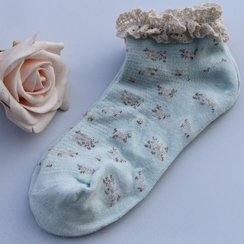 Cottonet - Sokken met kant en bloemenprint