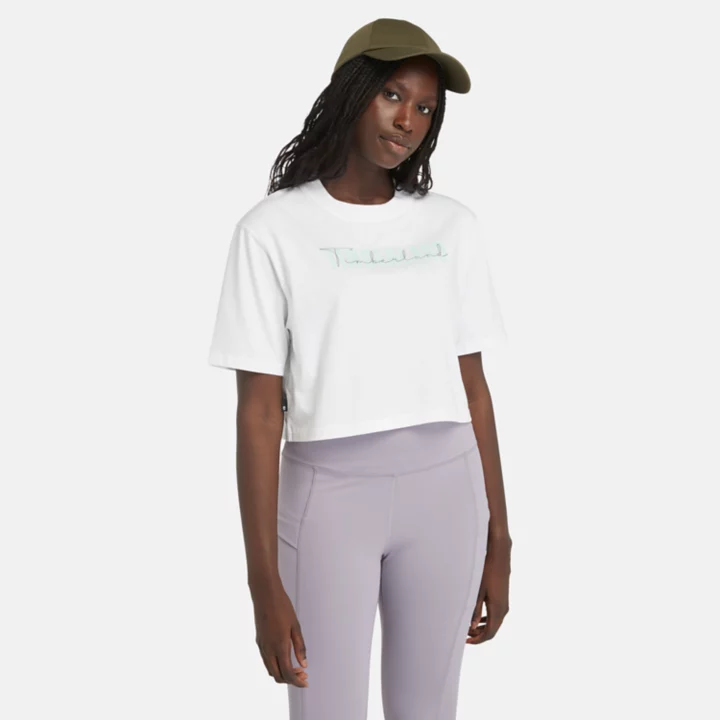 T-shirt court pour femme en blanc