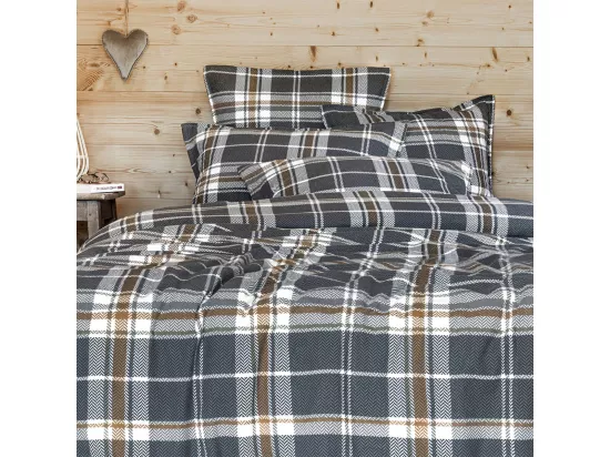 WILLIAM - Taie d'Oreiller 63x63cm Flanelle de Coton Motif à Carreaux