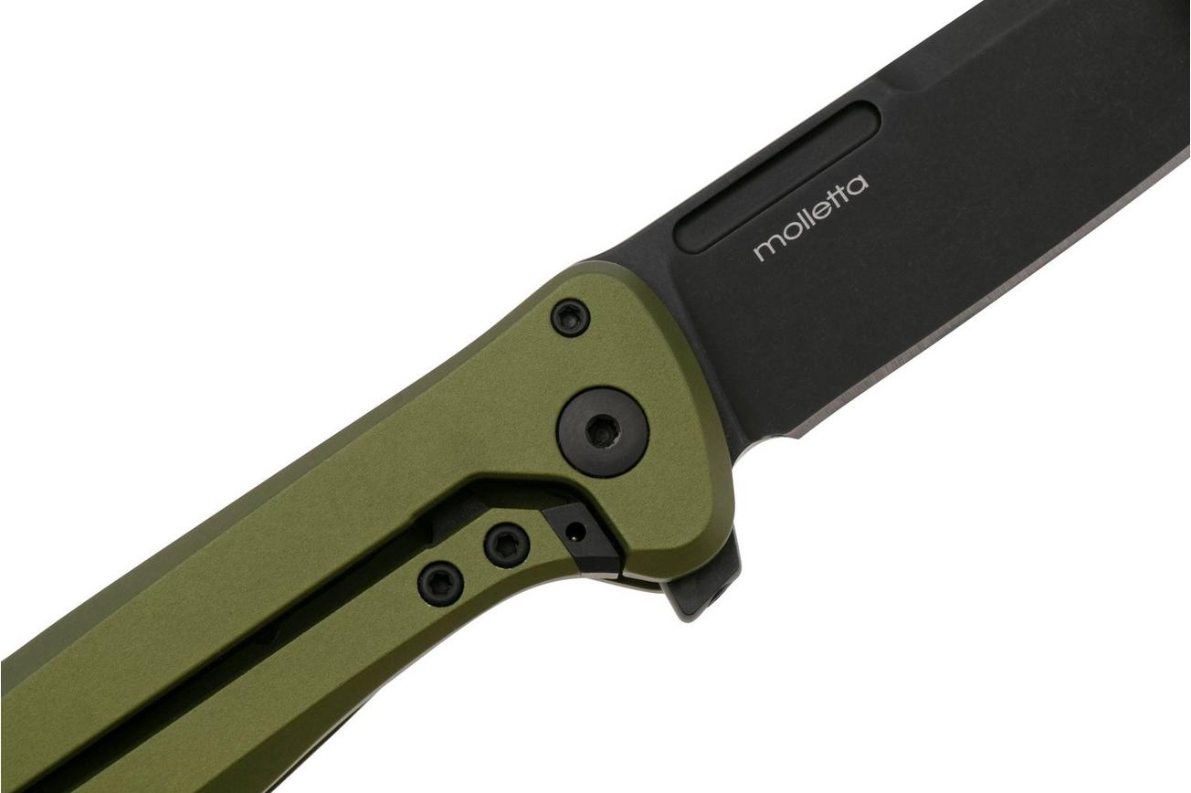 LionSteel Skinny Solid SK01A GB Green Aluminium Green Canvas Micarta inlay, Blackwashed zakmes, Molletta design