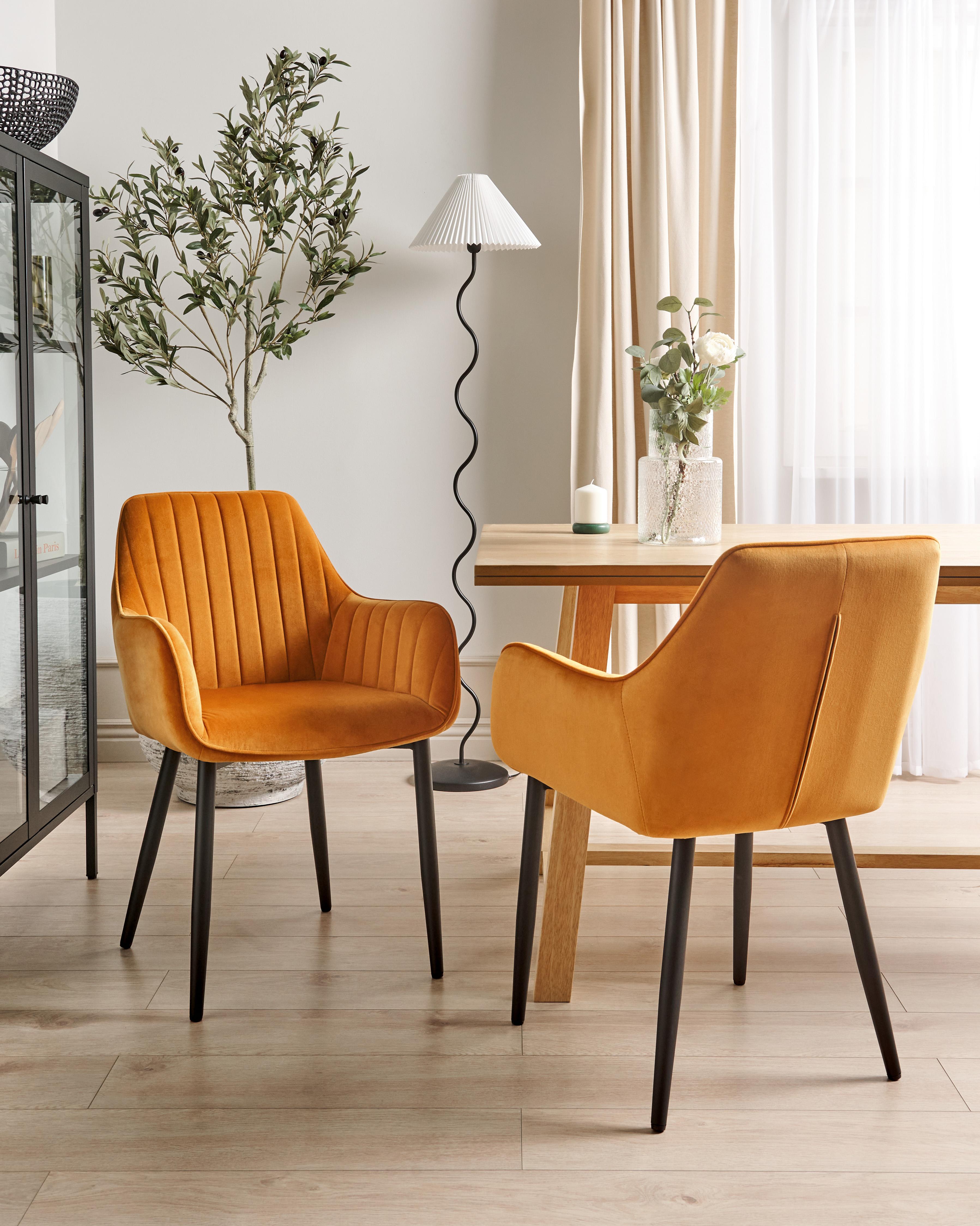 Set van 2 eetkamerstoelen WELLSTON Fluweel Oranje