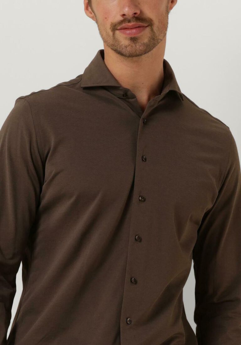 PROFUOMO bruine profuomo klassiek overhemd shirt x-cutaway sc japanese knitted