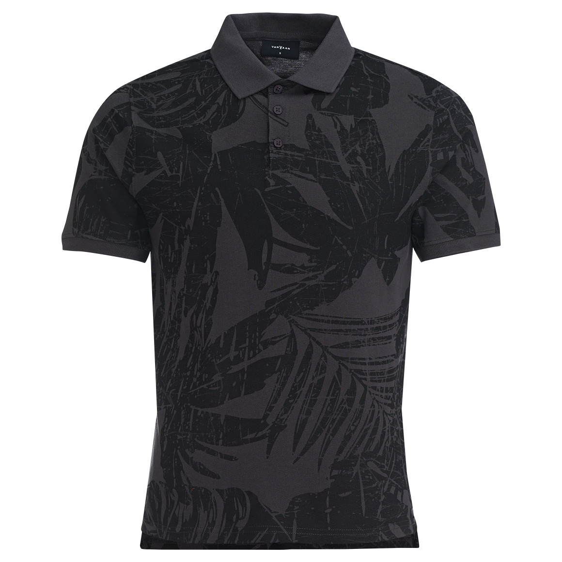 VanVaan Herren Poloshirt mit Muster dunkelgrau / schwarz