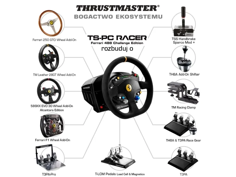 ThrustMaster TS-PC Racer - Ferrari 488 Challenge Edition - rat - kabling - for PC