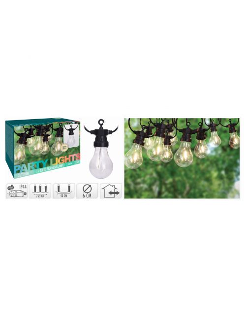 Homestyle Verlichtingsnoer 10led Lampen 7.5m - Tuinverlichting - Ø 6 cm Warm Wit Buiten