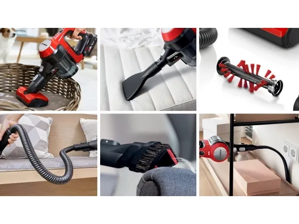 Bosch Unlimited 7 BCS711PET ProAnimal - Støvsuger - pind/håndholdt (2-i-1) - uden pose - ledningsfri - rød - 1 batteri