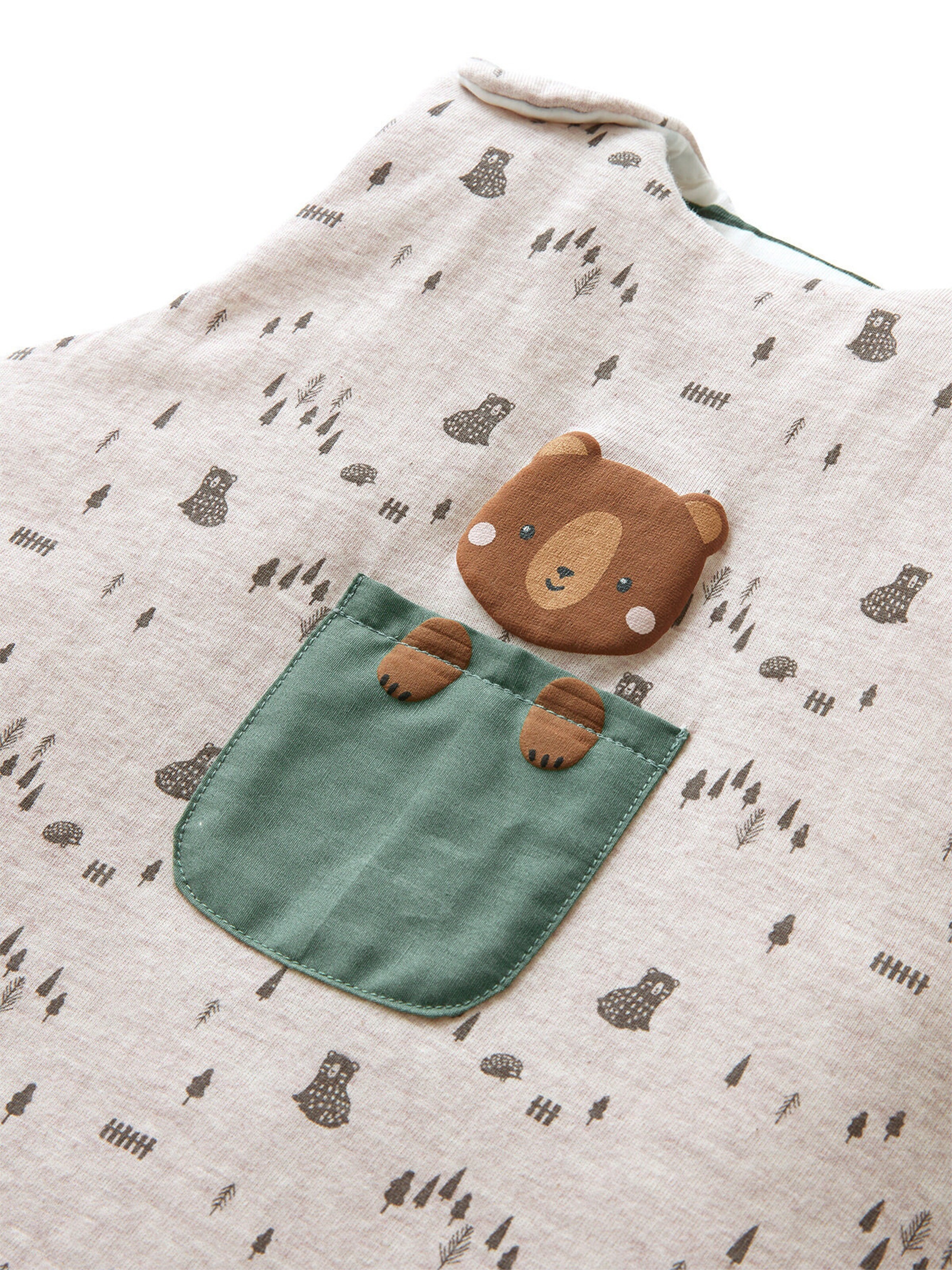 Vertbaudet Ärmelloser Baby Schlafsack GRÜNER WALD beige meliert