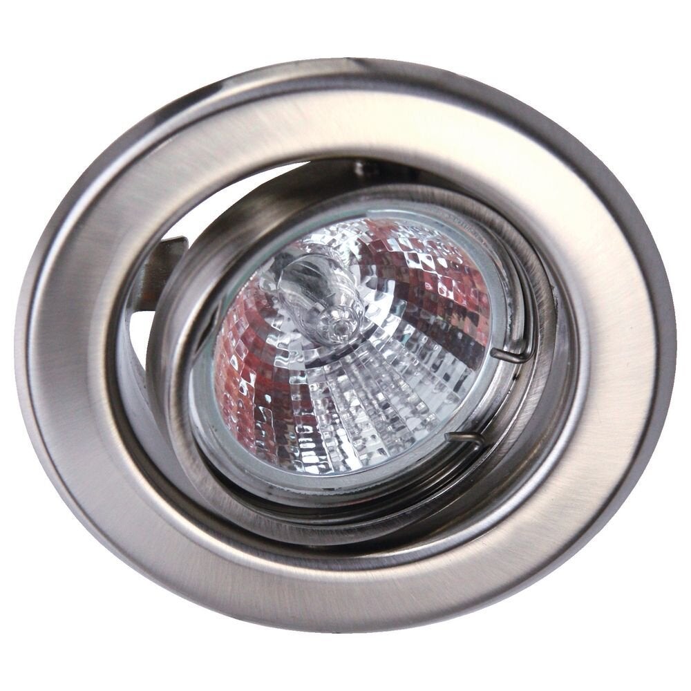 Inbouwspot, rond, geborsteld roestvrij staal, max. 35W, met draaibare aluminium reflector, GU53-fitting en 10cm kabel met AMP-connector