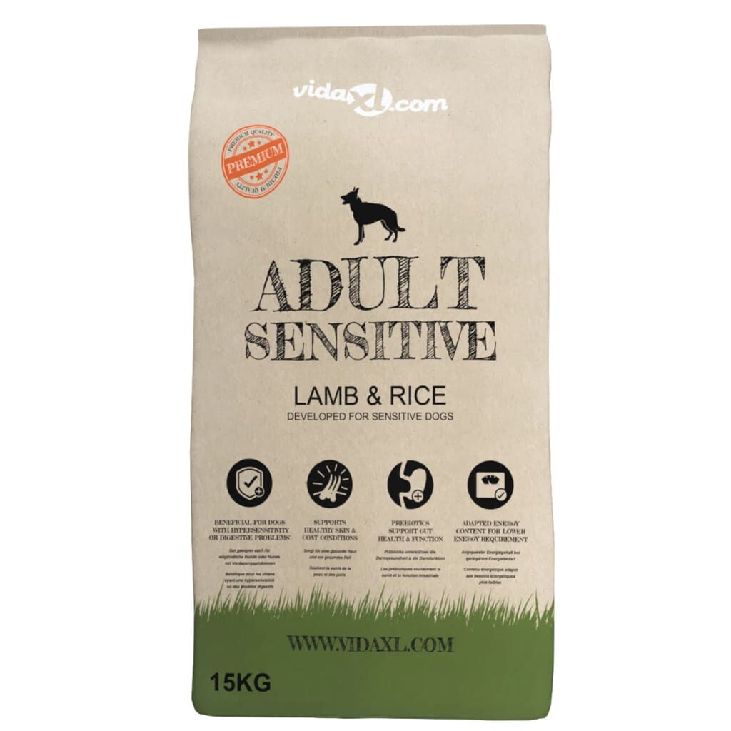 vidaXL Droogvoer voor honden, Adult Sensitive Lam & Rijst, 15 kg