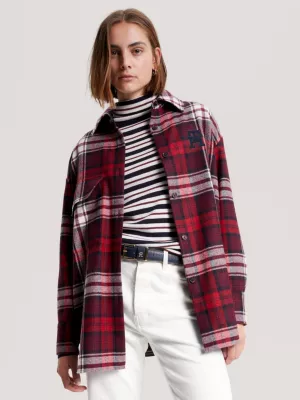 Sobretudo Relaxado com Xadrez Tartan Monogram TH