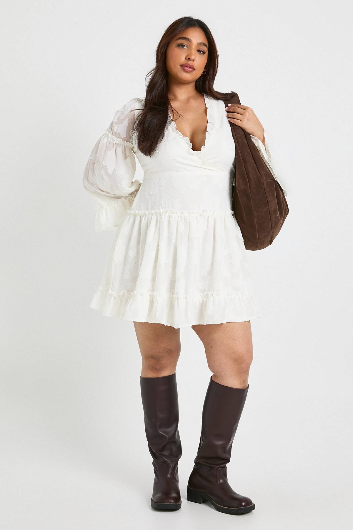boohoo Plus Robe chemisier en chiffon floral