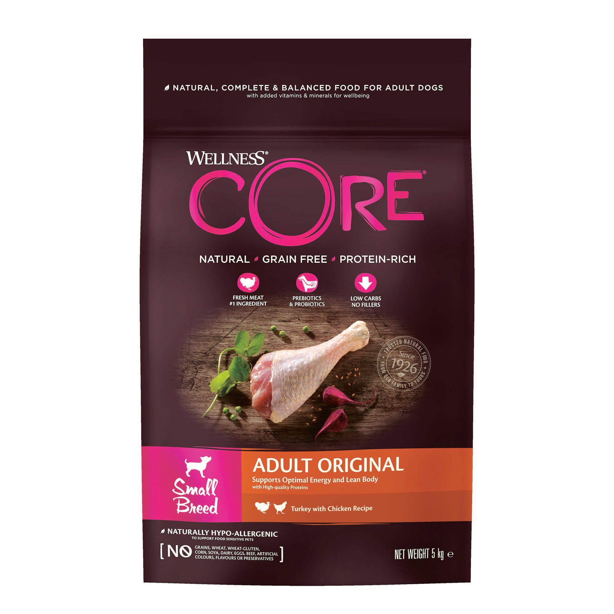 Wellness CORE Adult Original Small-Breed - Hondenvoer - 5 Kilogram - kalkoen, kip