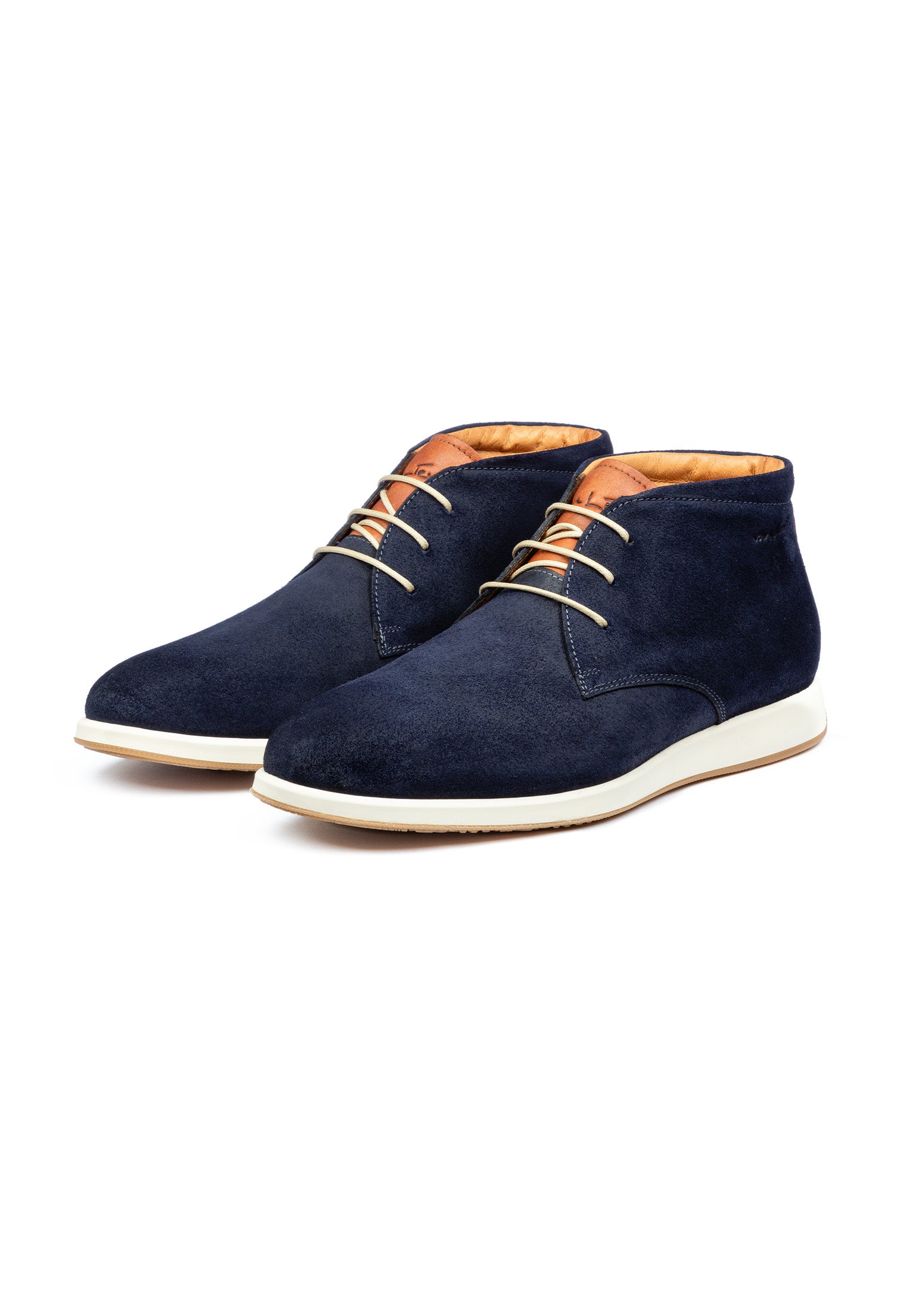 Navy blauw suède Ticino halfhoge veterschoen
