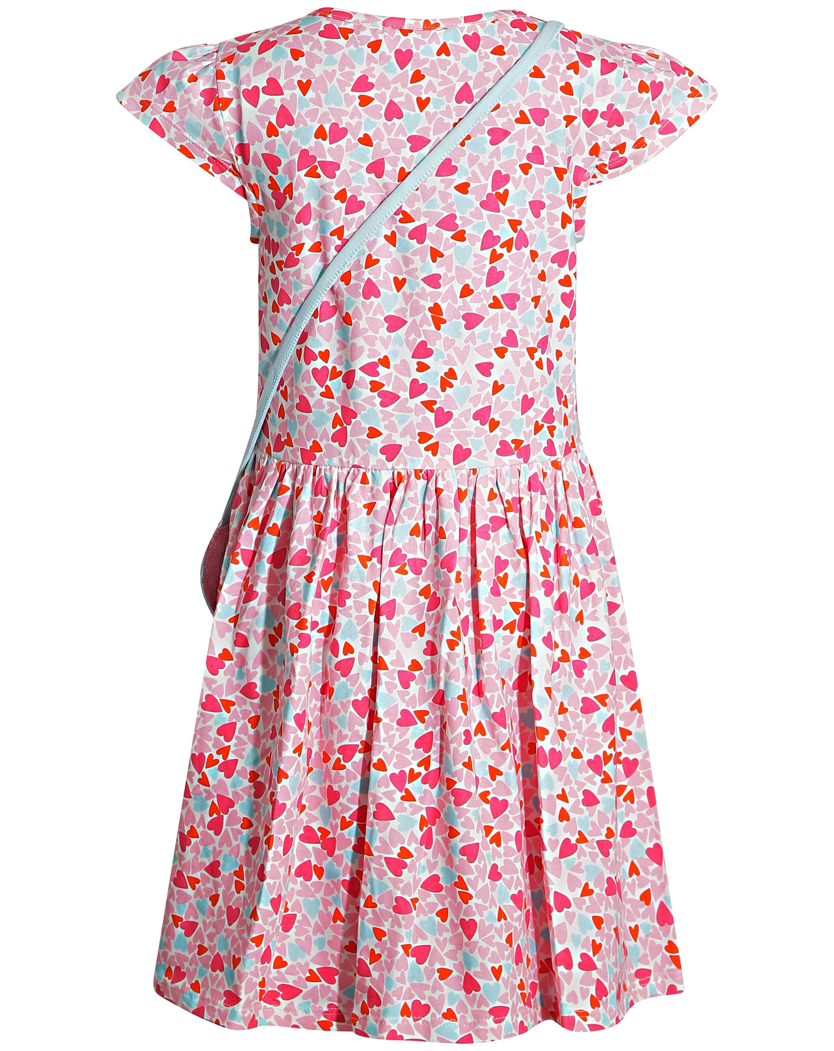 Kurzarm-Kleid HEARTS AOP mit Tasche in candy pink