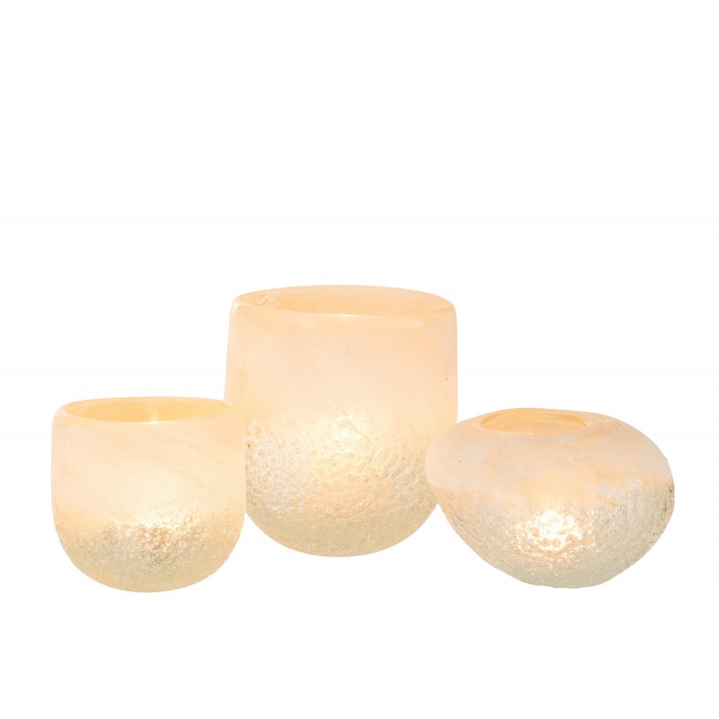 Photophore en verre beige 13.5x13.5x14 cm