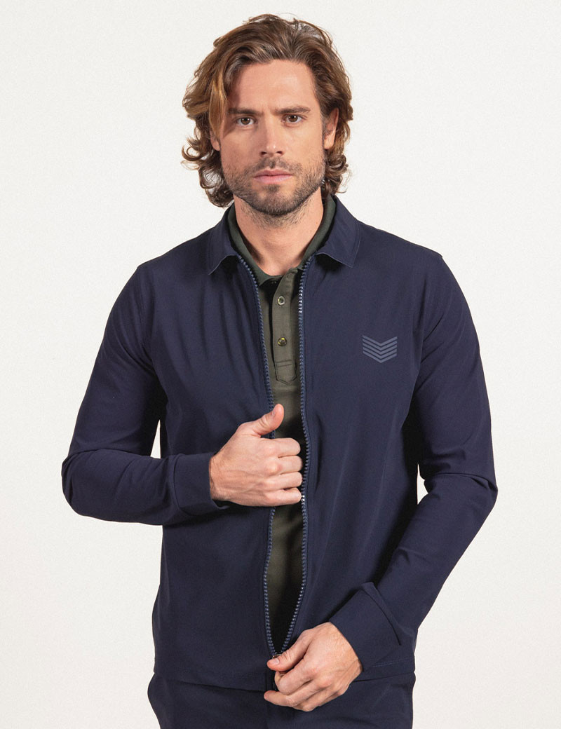HBT BASICS | BILLY CHEMISE ZIPPÉE MARINE ANTHRACITE