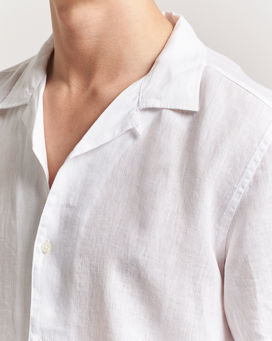 KnowledgeCotton Apparel Short Sleeve Linen Resort Shirt Bright White