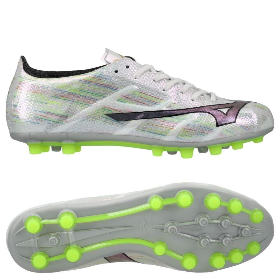 Mizuno Alpha II Elite AG - Blanc/Silver Iridescent/Noir