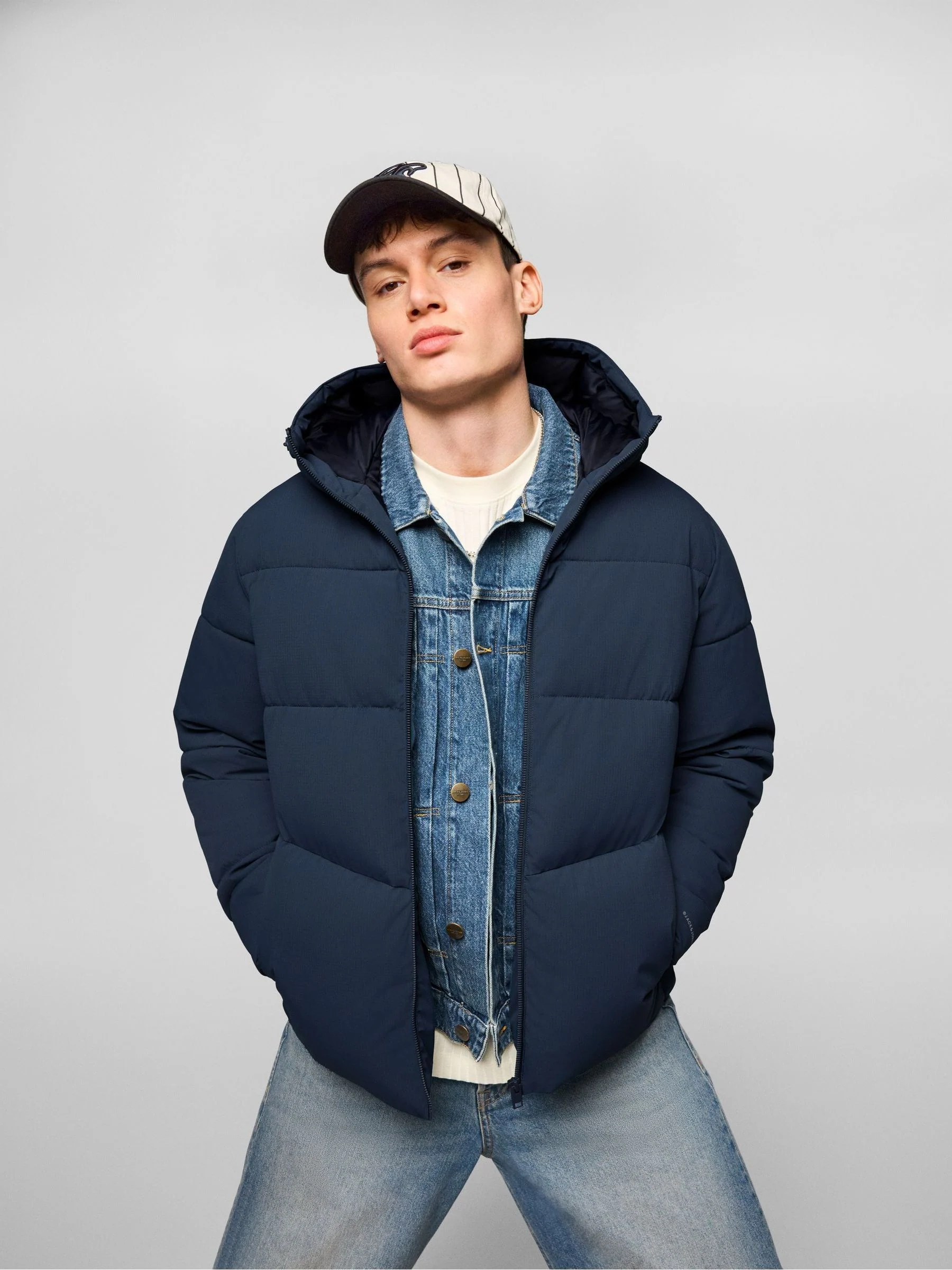 Blauw - Jack & Jones - Gewatteerd jack met capuchon