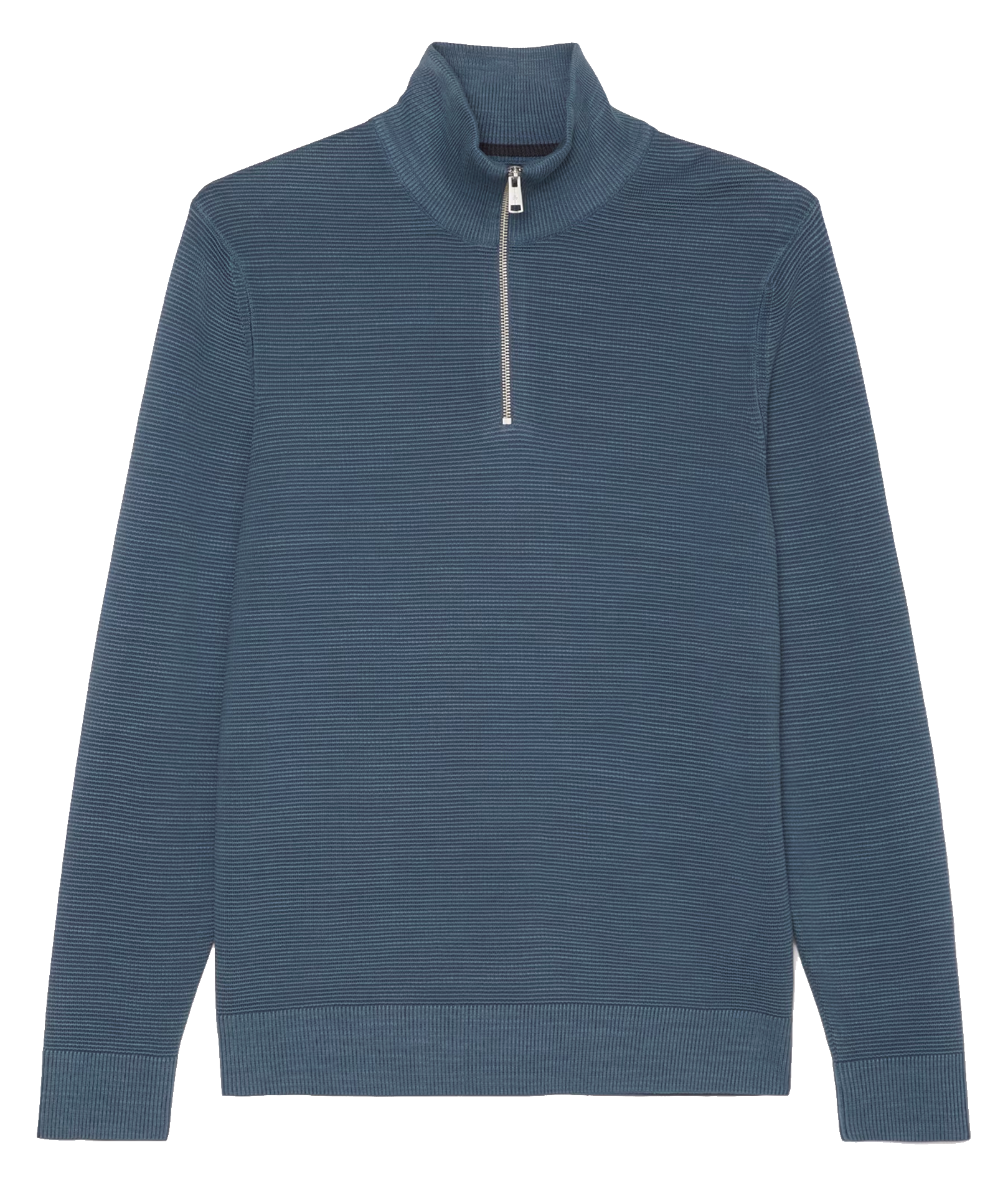Pull regular col zippé en coton bio | Bleu