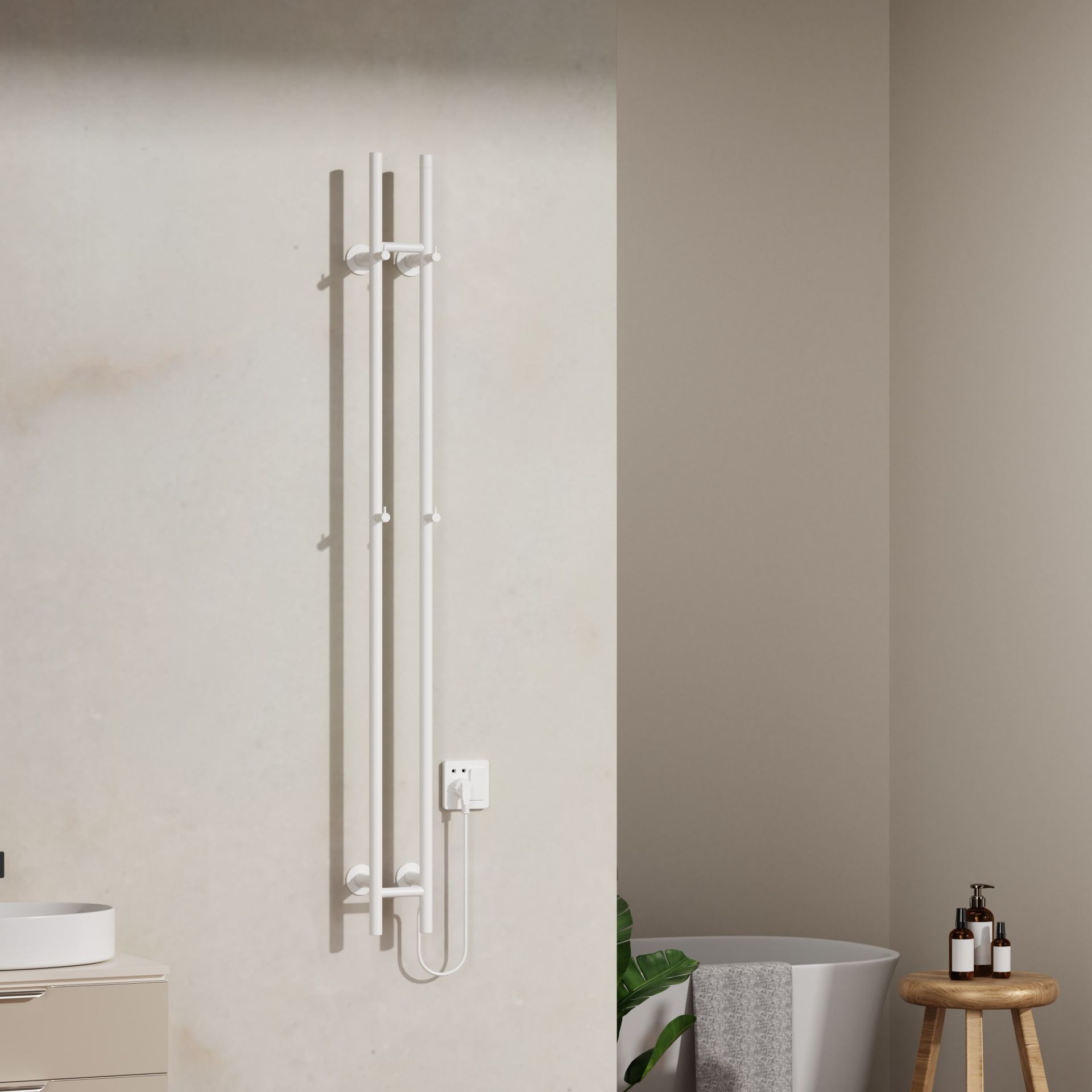 Sanigoods Lilia elektrische staafradiator dubbel 150cm wit glans 120W