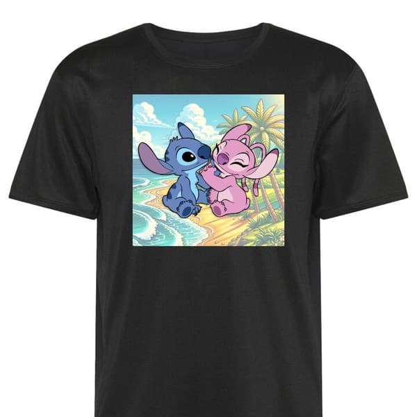Trenings T-Shirt Stitch og Angel Svart XX-Large
