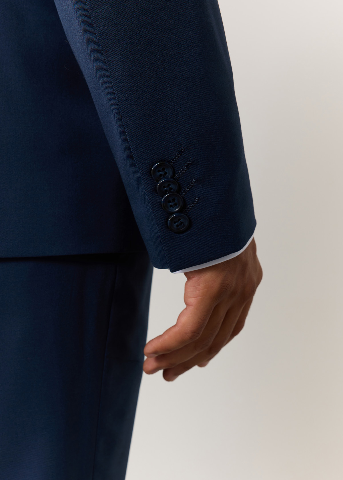 Costume 2 pièces Slim en laine stretch unie bleu prusse