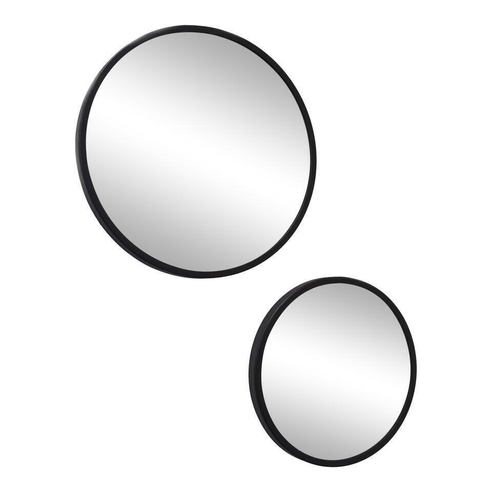 LOFT42 Mirror Spiegels Rond Zwart Set van 2 - Metaal - Ø45 & Ø35