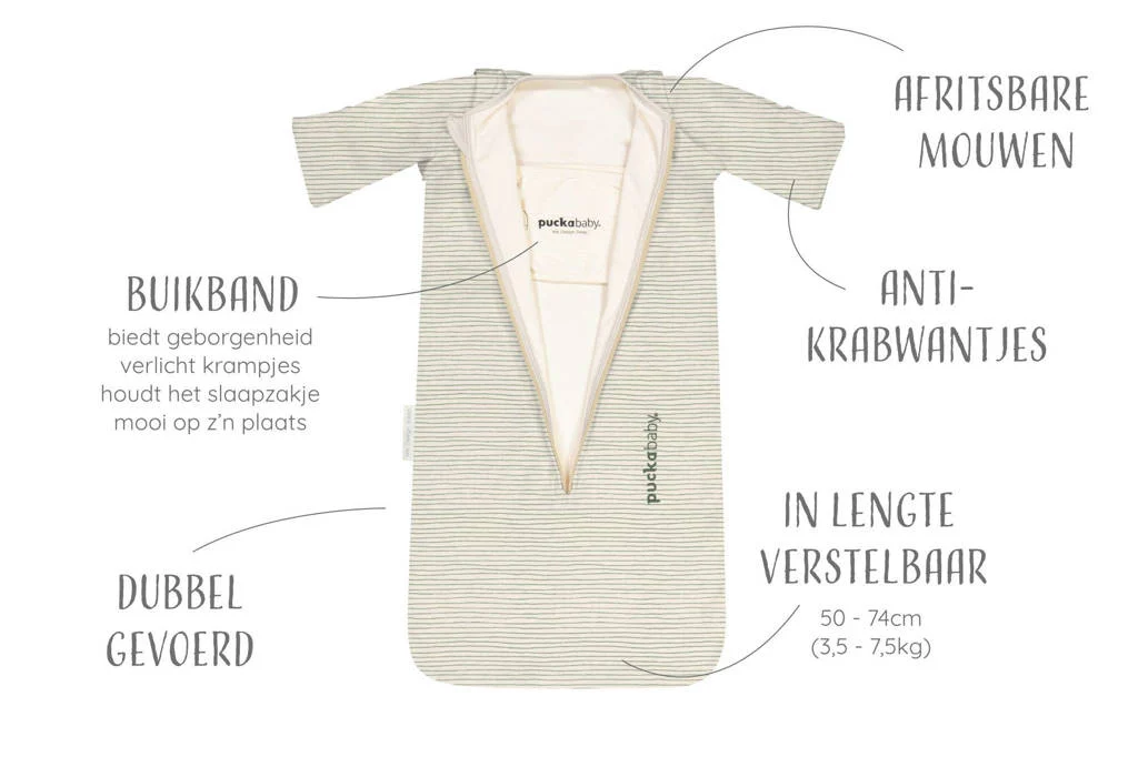 The Bag New Born slaapzak Green Stripes 0-6 mnd