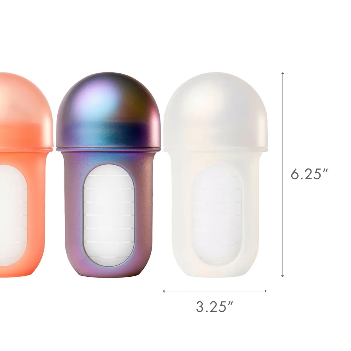 Boon Bouteilles en Silicone Nursh 8oz Paquet de 3 - Couleurs Métalliques