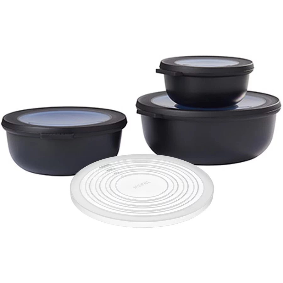 Mepal Multischüsseln + Deckel Cirqula 350 + 750 + 1250 ml 4er Set schwarz