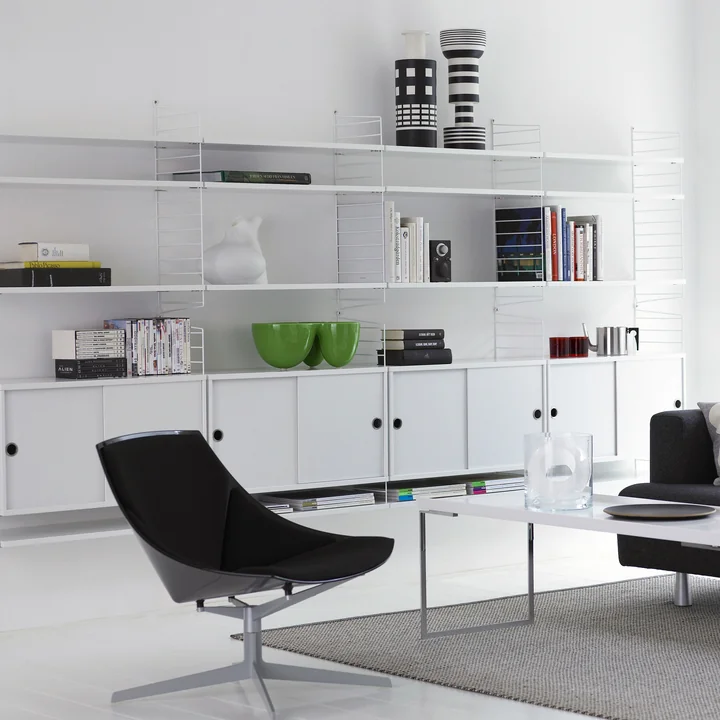 String - Vitrinenschrank mit Schiebetüren in Glas 78 x 30 cm, weiss
