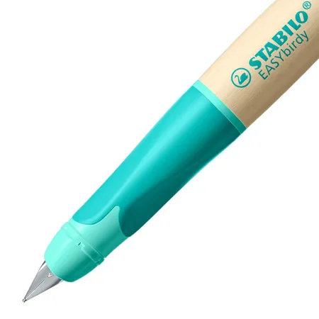 Schulfüller ergonomisch für Rechtshänder mit Anfänger-Feder A - STABILO EASYbirdy Timber in grün - inkl. Patrone