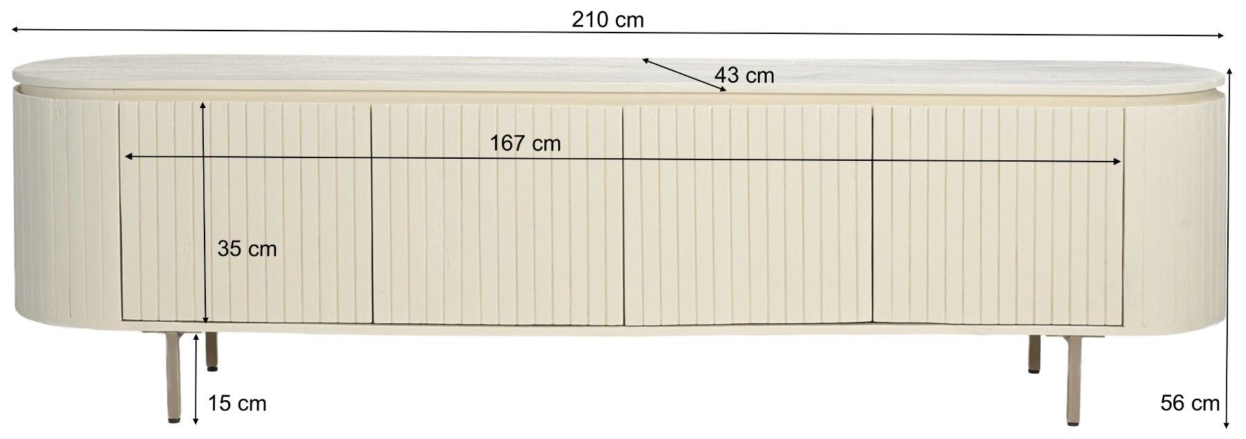 Tv-meubel Patou B210 x D43 x H56 cm