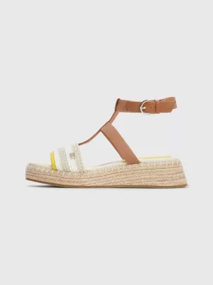 Sandálias espadrille de plataforma em crochê