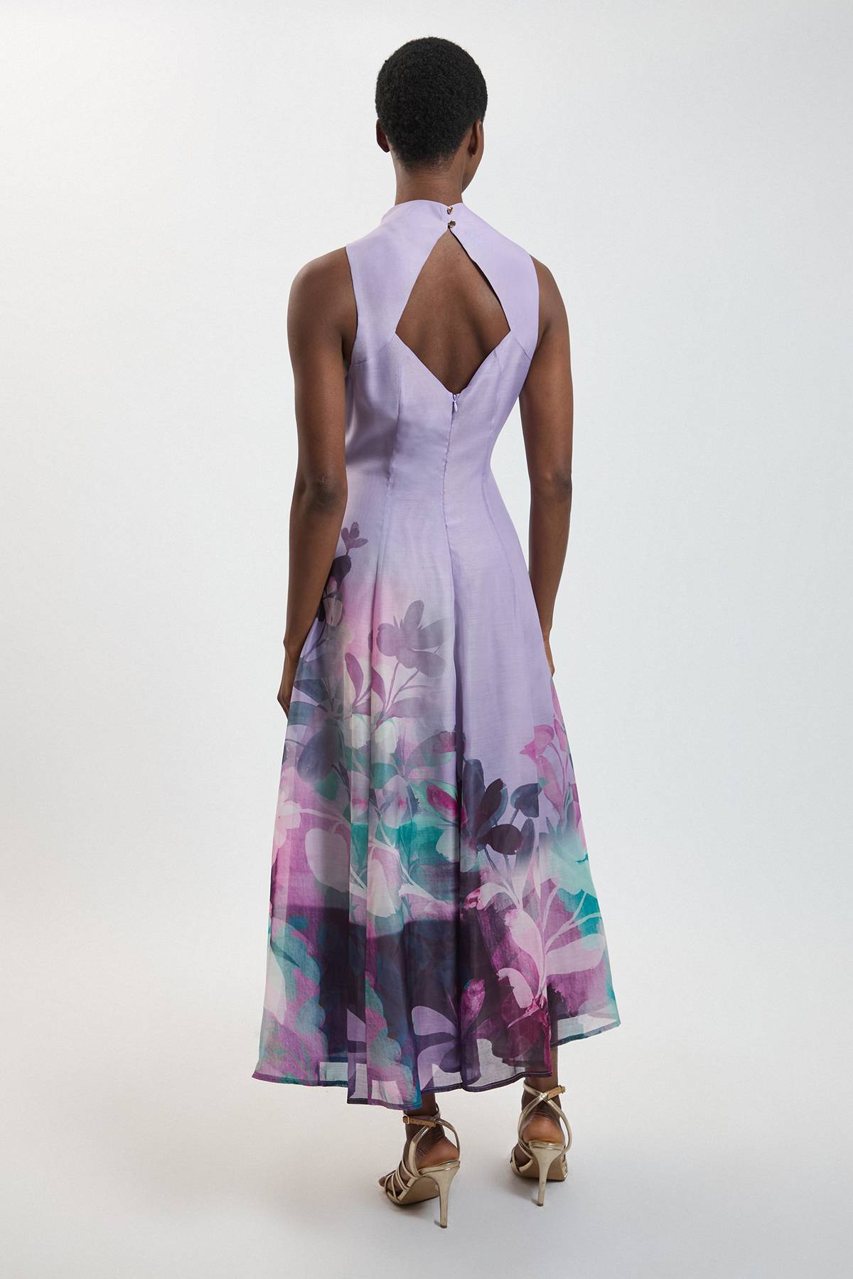 KarenMillen Robe Longue Tissée À Détail Foulard En Organza À Imprimé Floral Photographique Petite