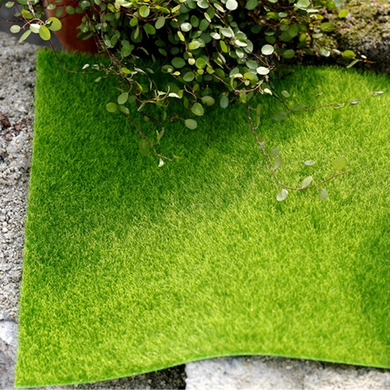 (15x15cm) Miniatur Garten Kunst Rasen Deko Gras Landschaft Bastel Zubehör Wiese - Grün