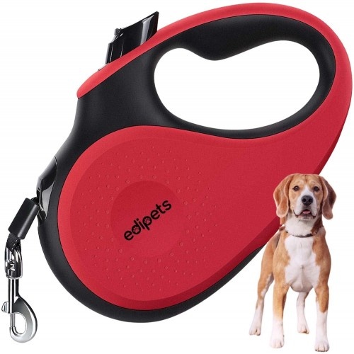 Guia extensível vermelha Edipets para cães de até 25 kg