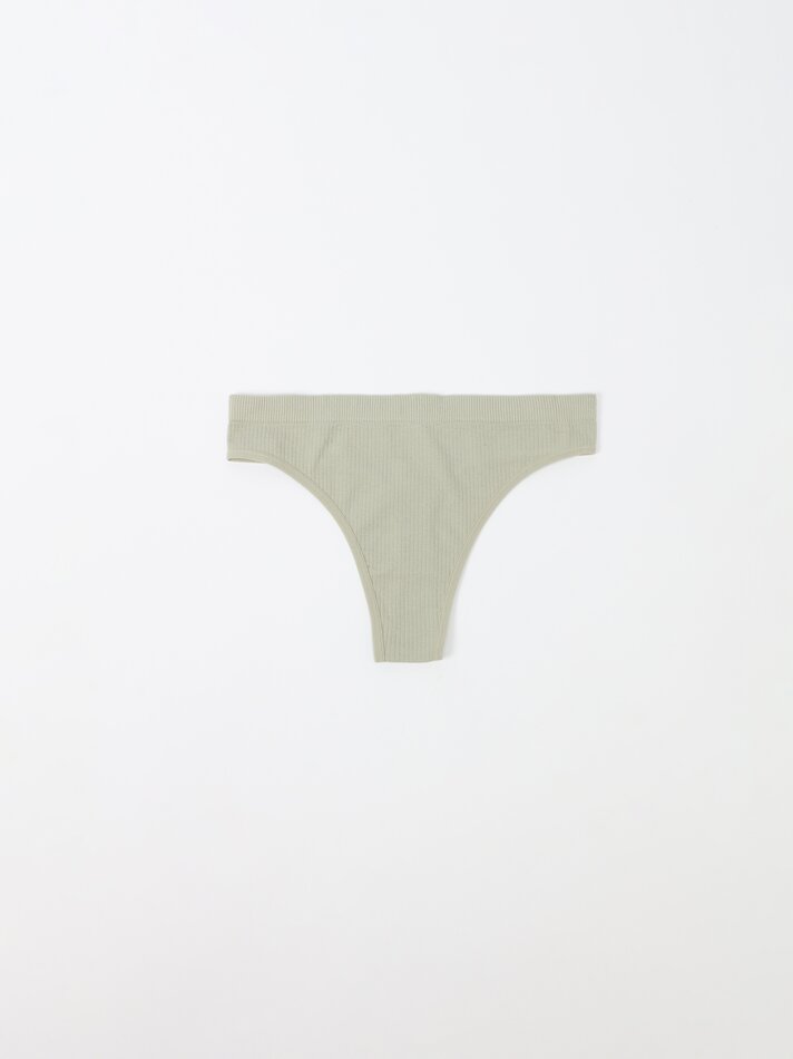 Conjunto de 2 Calcinhas Fio Dental Caneladas Sem Costura - Verde Claro
