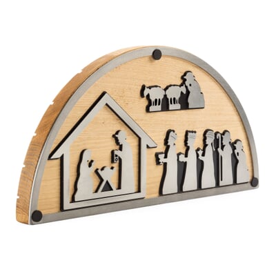 Weihnachtskrippe Edelstahl, Eiche