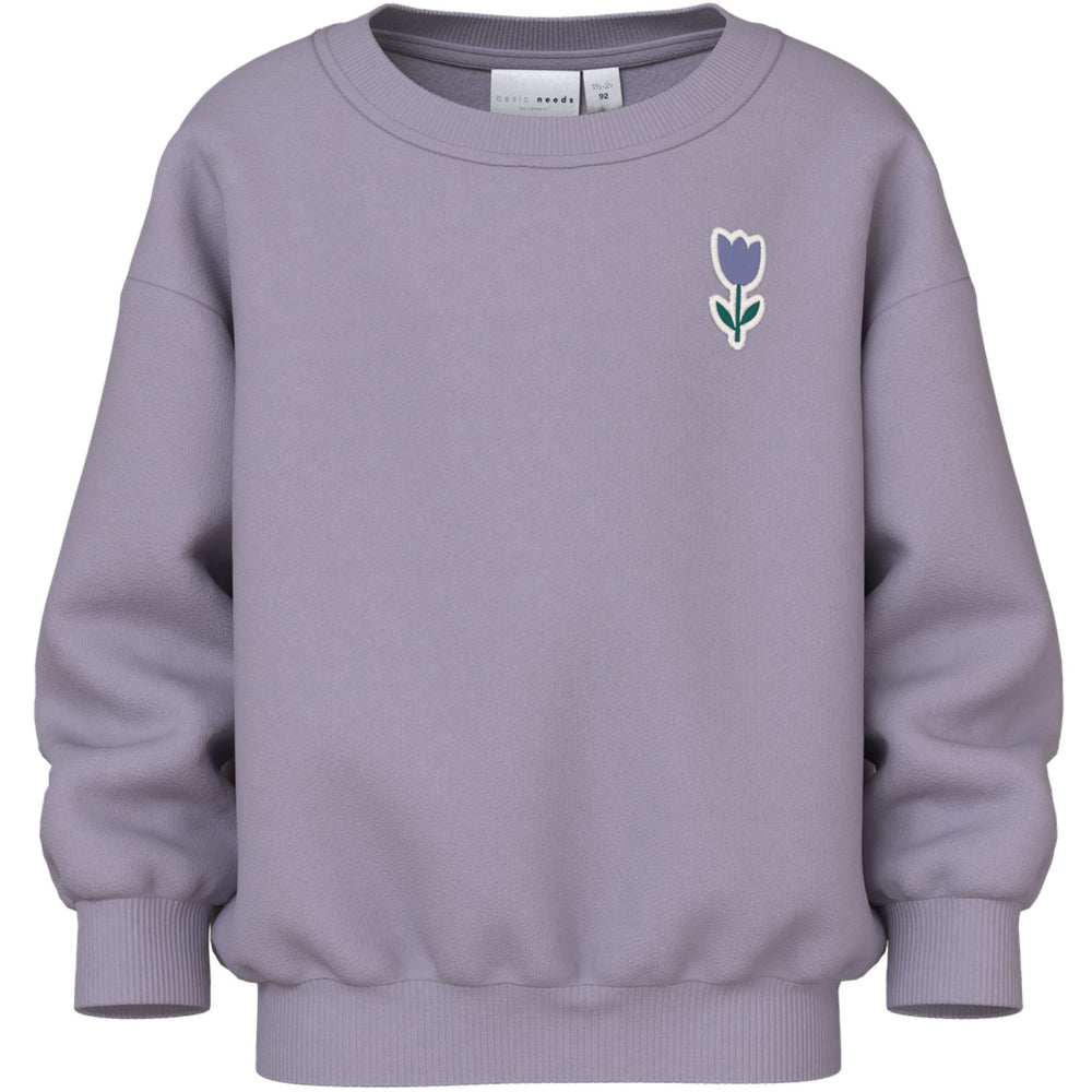 Køb Name It Lavender Gray Tulip Nmfvallene Ls Rlx Sweat Bru