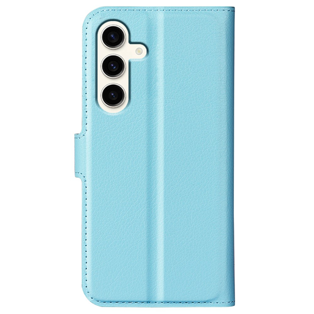 Samsung Galaxy S24  Plus Leder Tasche Flip Cover Litchi Look - Hellblau
