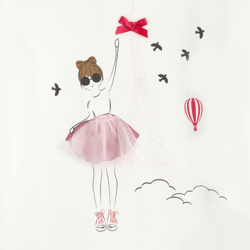 T-shirt blanc à dessin crayonné Lili Gaufrette