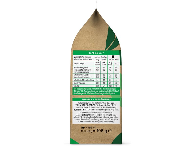 NEO by Nescafé Dolce Gusto Sachets Café au Lait 12 Portione Sachets für die Nescafé Dolce Gusto NEO Kaffeemaschine von Delonghi