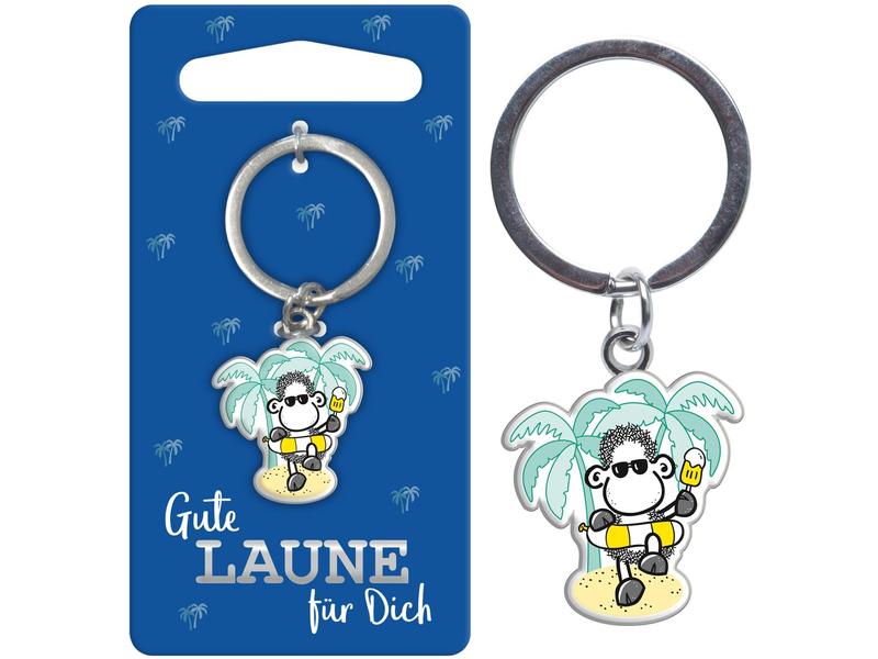 Sheepworld Schlüsselanhänger Gute Laune 2.5 x 5.5 cm Anhänger Schäfchen am Strand für die Tasche oder den Schlüssel